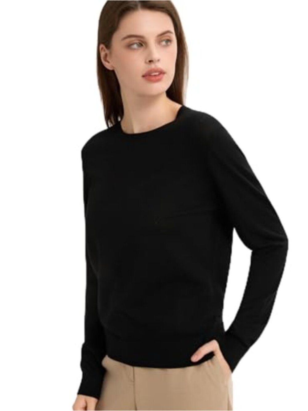 Extra Fine Merino Wool Sweater, Slim Fit Crew Neck Long Sleeve Lightweight